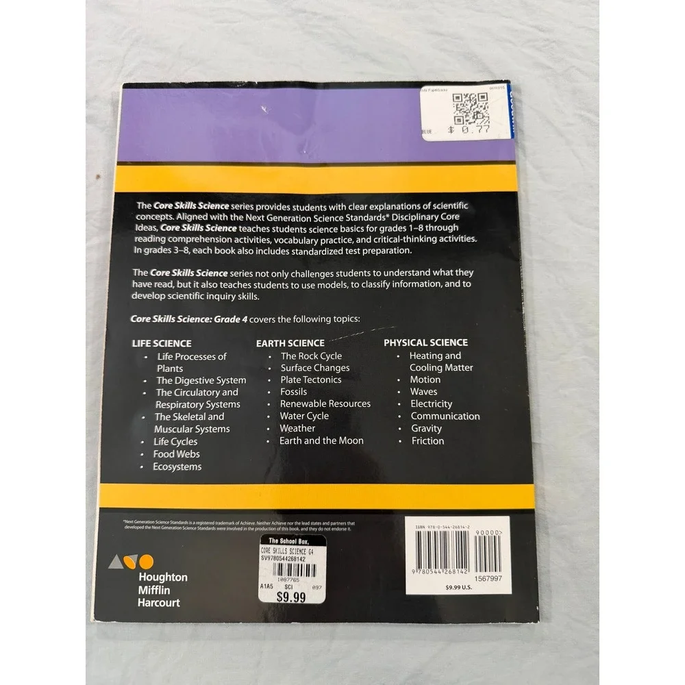 Houghton Mifflin Harcourt Core Skills Science Grade 4 Workbook NGSS